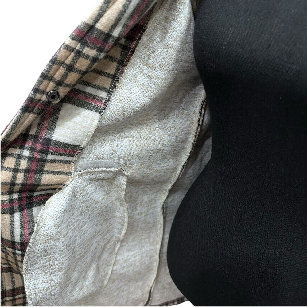 Vero Moda Women's Size XS Katrine Tan Buffalo Plaid Long Jacket‎ Pockets - Picture 7 of 11
